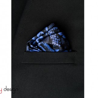 Khăn lụa vuông pocket square -LONG DAO BLUE